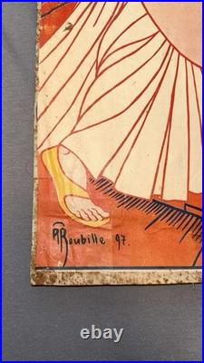 Auguste Roubille Rare Affiche Originale Art Nouveau entoilée Paris London Auguste Roubille Rare Affiche Originale Art Nouveau entoilée Paris London