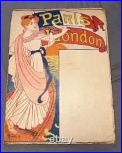 Auguste Roubille Rare Affiche Originale Art Nouveau entoilée Paris London