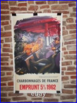 Authentique Affiche Ancienne Charbonnages De France Emprunt 5% 1962