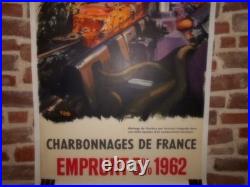 Authentique Affiche Ancienne Charbonnages De France Emprunt 5% 1962