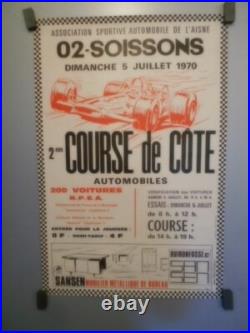 Authentique Affiche Ancienne Course De Cote A Soissons