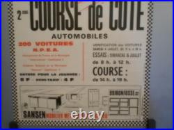 Authentique Affiche Ancienne Course De Cote A Soissons