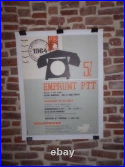 Authentique Affiche Ancienne Emprunt 5% Ptt 1964