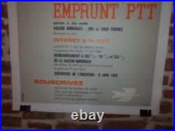 Authentique Affiche Ancienne Emprunt 5% Ptt 1964