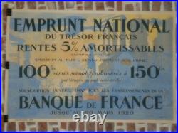 Authentique Affiche Ancienne Emprunt National Banque De France Mars 1920
