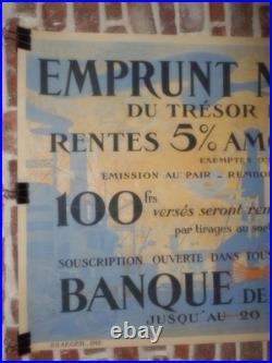 Authentique Affiche Ancienne Emprunt National Banque De France Mars 1920