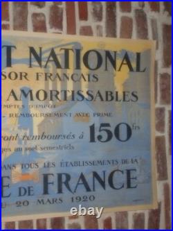 Authentique Affiche Ancienne Emprunt National Banque De France Mars 1920
