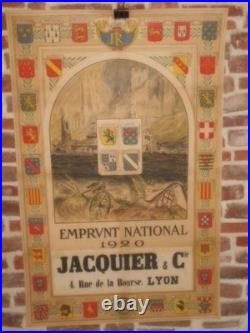 Authentique Affiche Ancienne Empruunt National 1920 Jacquier Et Cie A Lyon