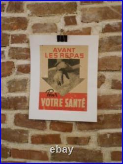 Authentique Affiche Ancienne Originale Avant Les Repas Pour Votre Sante