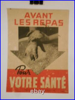 Authentique Affiche Ancienne Originale Avant Les Repas Pour Votre Sante