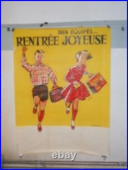 Authentique Affiche Ancienne Rentree Joyeuse