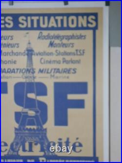 Authentique Affiche Ancienne Tsf Electricite -tour Eiffel