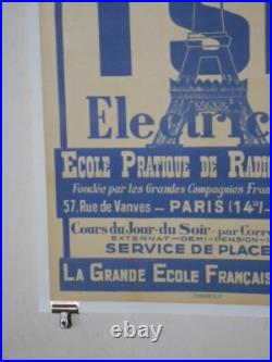 Authentique Affiche Ancienne Tsf Electricite -tour Eiffel