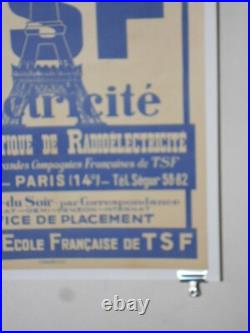 Authentique Affiche Ancienne Tsf Electricite -tour Eiffel