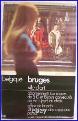 Belgique Bruges Ville D'art Sncb Affiche Originale Poster Circa 1970