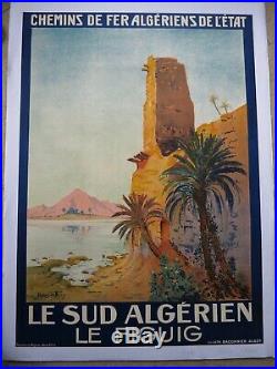 Belle Affiche Ancienne lithographique c 1930 LE SUD ALGERIEN le FIGUIG par REY