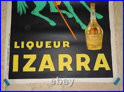 Belle Ancienne Affiche Originale Liqueur Izarra Zulla 1934 Picador à Cheval 1