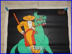 Belle Ancienne Affiche Originale Liqueur Izarra Zulla 1934 Picador à Cheval 1