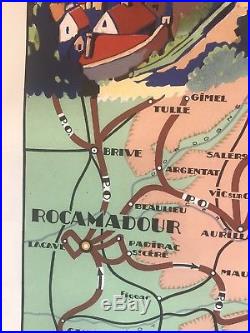 Belle affiche Ancienne Entoilee PLM Gorges Du Tarn Clermont Carcassonne Millau
