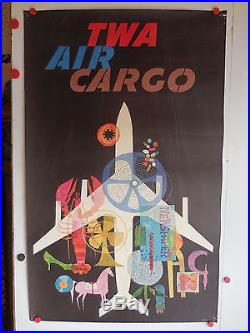 Belle affiche ancienne TWA compagnie aerienne USA aviation