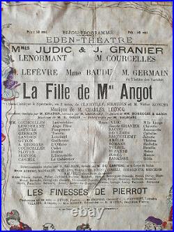 Bijou-Programme 1884 papier crèpe EDEN THÉATRE la Fille de Madame ANGOT