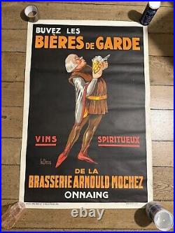 Brasserie bières de garde, affiche Publicité Originale 1930, 120 cm x 80 cm