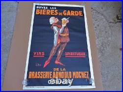 Brasserie bières de garde, affiche Publicité Originale 1930, 120 cm x 80 cm