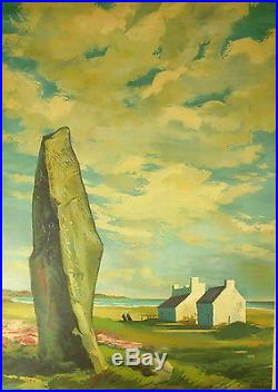 Bretagne menhir & bigoudènes Affiche originale signée Abel SNCF 1947 98x60cm