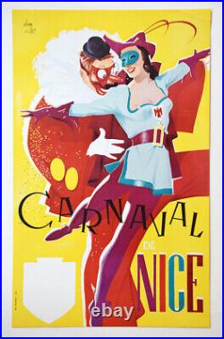 CARNAVAL DE NICE, Jean Luc, Affiche 1955 Vintage poster, Tourisme Côte d'Azur