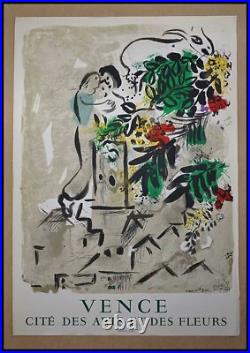 CHAGALL VENCE, affiche ancienne originale exposition Mourlot 1954
