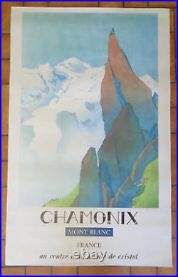 CHAMONIX MONT-BLANC Centre d'un monde de Cristal SAMIVEL Affiche ancienne 1972