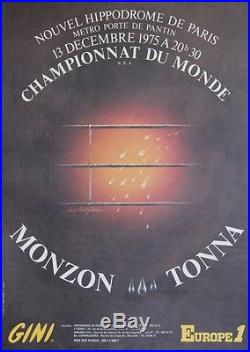 CHAMPIONNAT DU MONDE DE BOXE 1975 Affiche originale entoilée de CASTIGLIONI