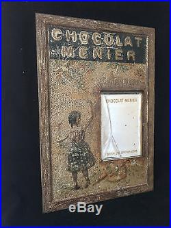 CHOCOLAT MENIER Panneau-cadre miroir en tôle lithographiée Publicitaire