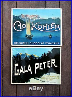 CHOCOLATS GALA PETER et KOHLER- 2 CARTONS PUBLICITAIRES ANCIEN-SUISSE