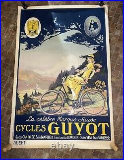 CYCLES GUYOT Affiche Ancienne 80x120 Marque Suisse Vélo