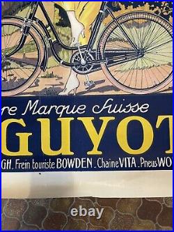 CYCLES GUYOT Affiche Ancienne 80x120 Marque Suisse Vélo