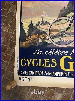 CYCLES GUYOT Affiche Ancienne 80x120 Marque Suisse Vélo