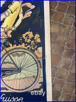 CYCLES GUYOT Affiche Ancienne 80x120 Marque Suisse Vélo