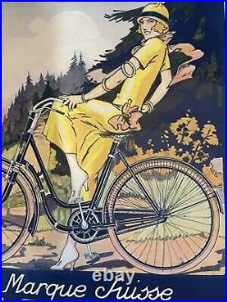 CYCLES GUYOT Affiche Ancienne 80x120 Marque Suisse Vélo