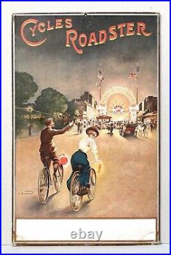 CYCLES ROADSTER Panonceau lithographié 1900 / Vélo
