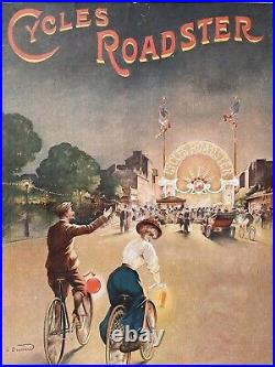 CYCLES ROADSTER Panonceau lithographié 1900 / Vélo