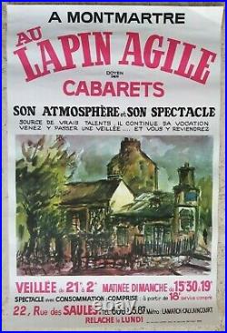 Cabaret Au Lapin Agile Montmartre Affiche ancienne/original poster Paris 1970