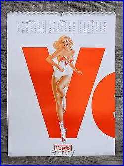 Calendrier vintage Pin up Veedol huile 1983