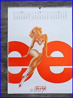 Calendrier vintage Pin up Veedol huile 1983