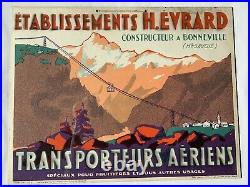 Carton publicitaire Ets Evrard bonneville haute Savoie transporteurs 1929