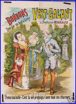 Ch Levy Affiche Publicitaire Ancienne 1896 Bonbons Vert-galant