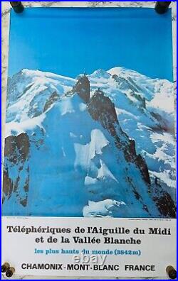 Chamonix Mont Blanc Telepheriques Aiguille Du MIDI Vallee Blanche Affiche 1975