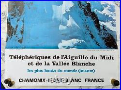 Chamonix Mont Blanc Telepheriques Aiguille Du MIDI Vallee Blanche Affiche 1975