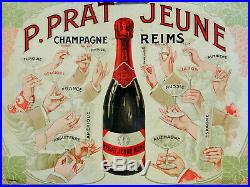 Champagne Prat Jeune Carton Publicitaire Ancien 1900