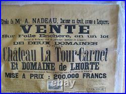 Chateau La Tour-carnet Rare Affiche De Vente 1902 / Vin Bordeaux